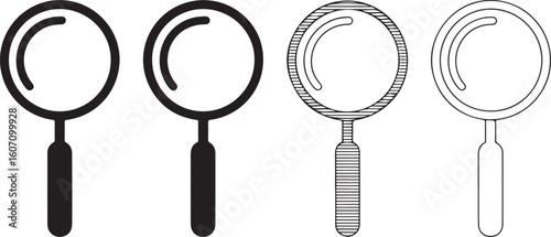 Four magnifying glasses simple graphic search find