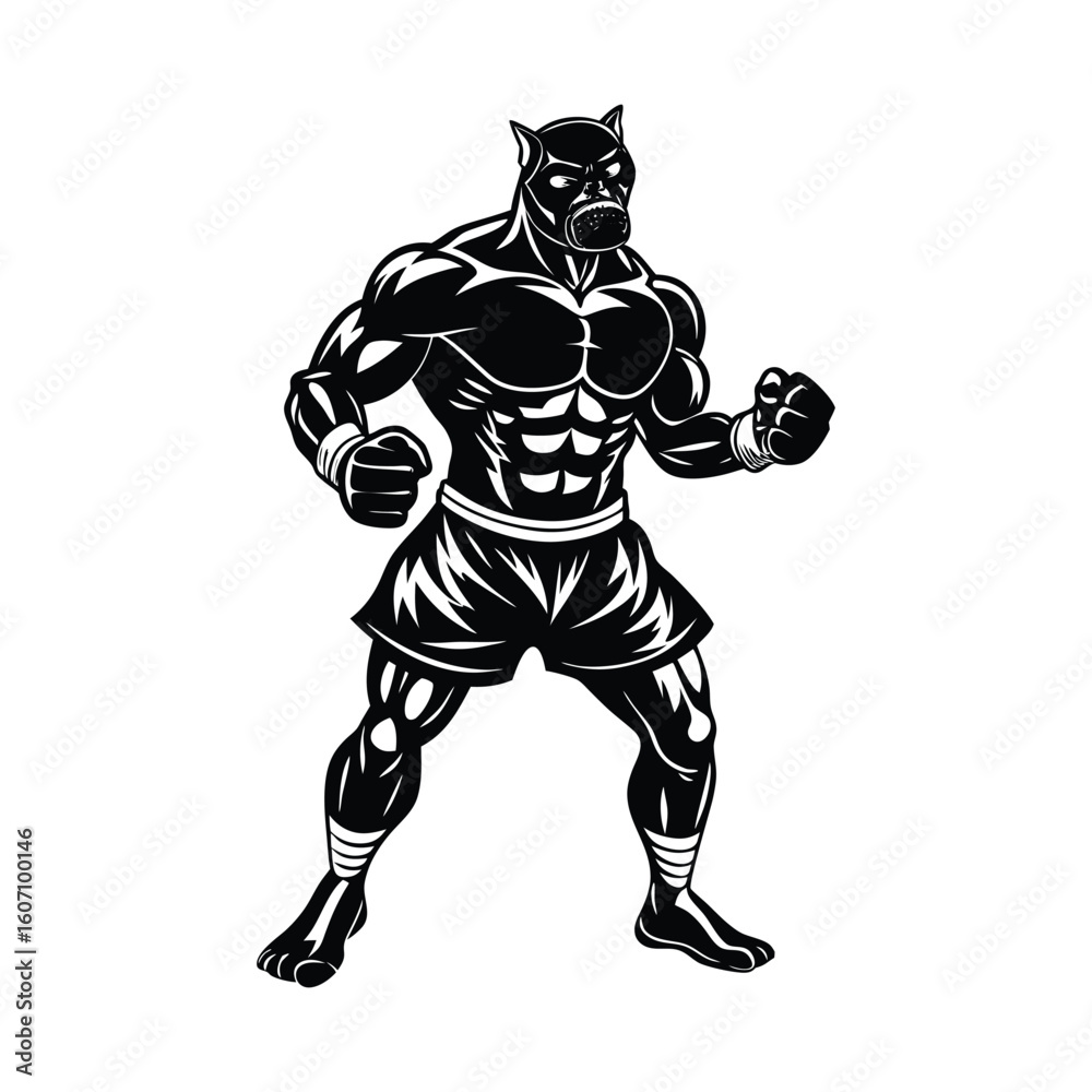 Fototapeta premium Vector a boxer stand with pose vector silhouette on white background