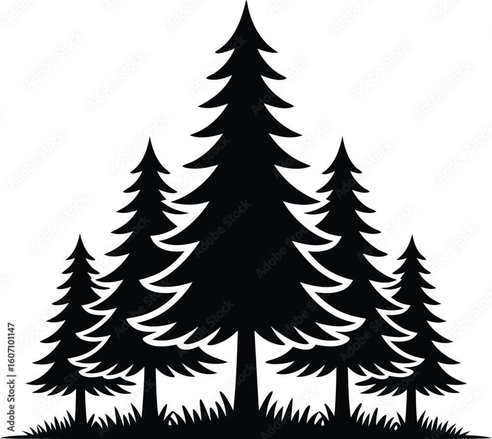 Obraz premium Forest Silhouette: A Stunning Representation of Outdoor Beauty