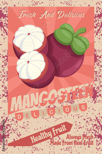 Colorful Hand Drawn Mangosteen Fruit Promotion Poster Template
