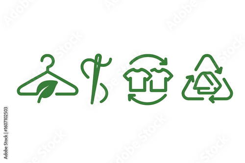 Eco-friendly fashion symbols promoting sustainable clothing and recycling practices in the apparel industry