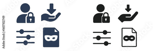 Icons representing different levels of access and privacy settings for digital security and user control in online platforms