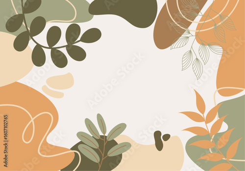 Bohemian botanical background with organic shapes