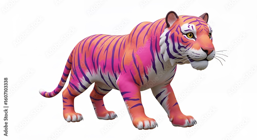 Fototapeta premium Pink tiger illustration isolated on white background