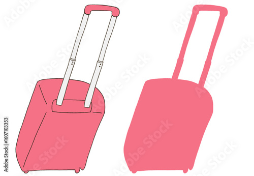 キャリー　旅行　趣味　イラスト　フラミンゴ色　2セット　線画　シークレット　色違い