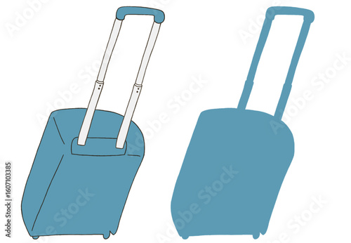 キャリー　旅行　趣味　イラスト　水色　2セット　線画　シークレット　色違い