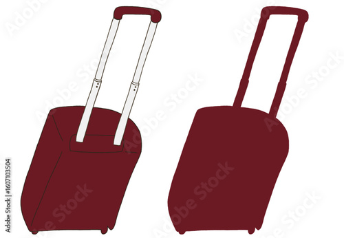 キャリー　旅行　趣味　イラスト　濃い赤　2セット　線画　シークレット　色違い