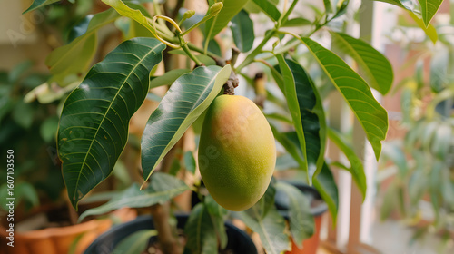 green mango on plant