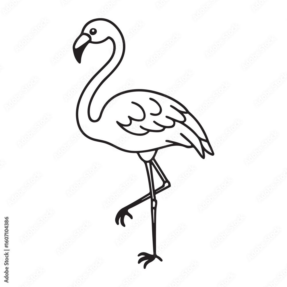 Fototapeta premium A drawing of a flamingo line art illustration