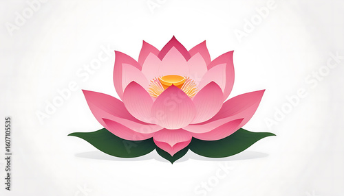 Pink Lotus Flower Illustration on White Background for Meditation and Wellness