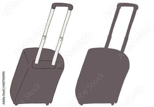 キャリー　旅行　趣味　イラスト　濃い灰色　2セット　線画　シークレット　色違い