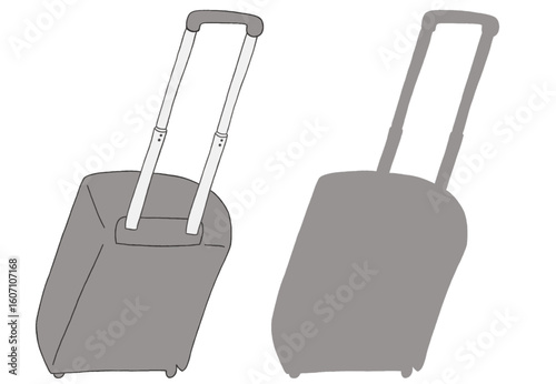 キャリー　旅行　趣味　イラスト　灰色　2セット　線画　シークレット　色違い