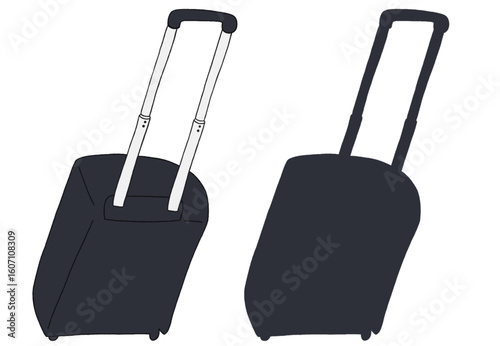 キャリー　旅行　趣味　イラスト　濃い緑　2セット　線画　シークレット　色違い