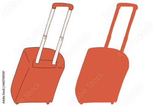 キャリー　旅行　趣味　イラスト　オレンジ　2セット　線画　シークレット　色違い