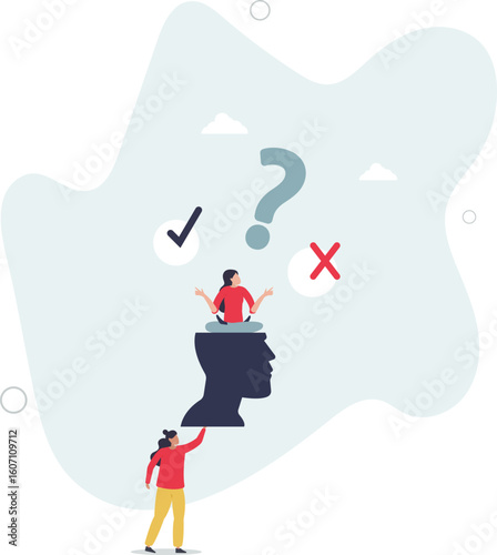 Decision making or logical thinking, choose right or wrong, correct or incorrect, solve problem, critical thinking,human life.