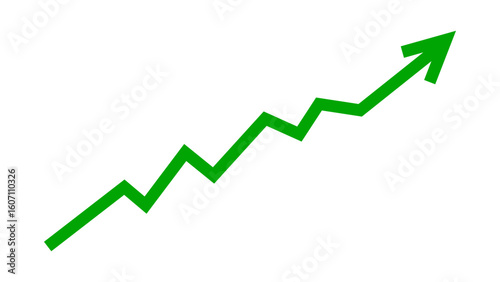 Green arrow graph line chart moving up concept of stock market business growth, financial profit. Business grow up sign. Vector illustration.