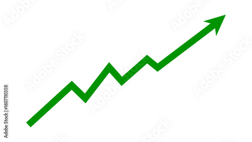 Green arrow graph line chart moving up concept of stock market business growth, financial profit. Business grow up sign. Vector illustration.