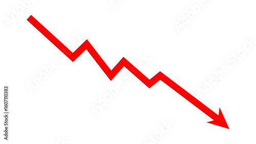 Down fall red arrow graph business loss concept, stock market investment downward direction, financial loss, stock market crash. Vector illustration.