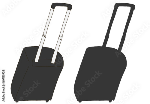 キャリー　旅行　趣味　イラスト　黒　2セット　線画　シークレット　色違い