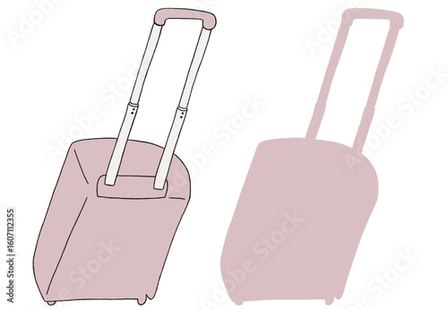 キャリー　旅行　趣味　イラスト　薄ピンク　2セット　線画　シークレット　色違い