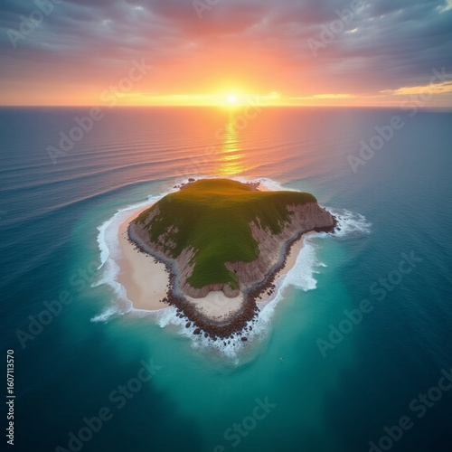 Landscape pulau di tengah pantai