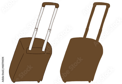 キャリー　旅行　趣味　イラスト　こげ茶色　2セット　線画　シークレット　色違い