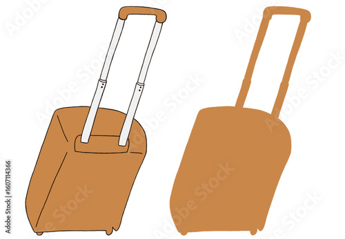 キャリー　旅行　趣味　イラスト　茶色　2セット　線画　シークレット　色違い