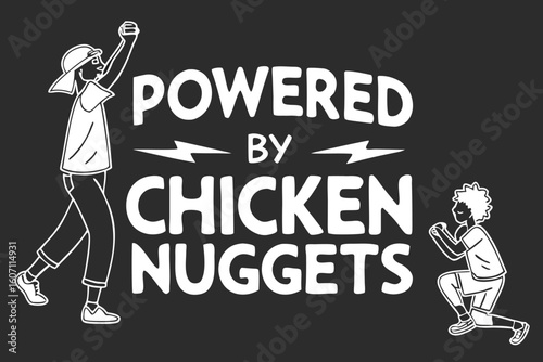 Humorous Illustration Powered by Chicken Nuggets a Fun Foodie Design