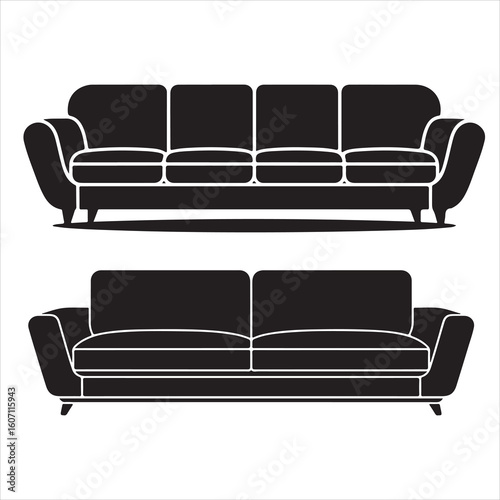black and white sofa vector