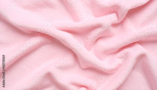 Light Pink Fleece Fabric Texture. Fold Surface. Textile Material. Background.