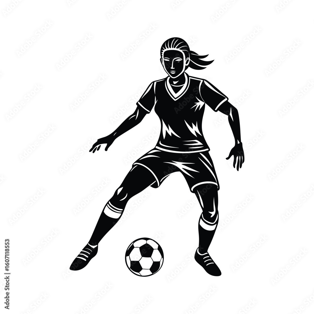 Naklejka premium female soccer vector silhouette Graphic - Girls