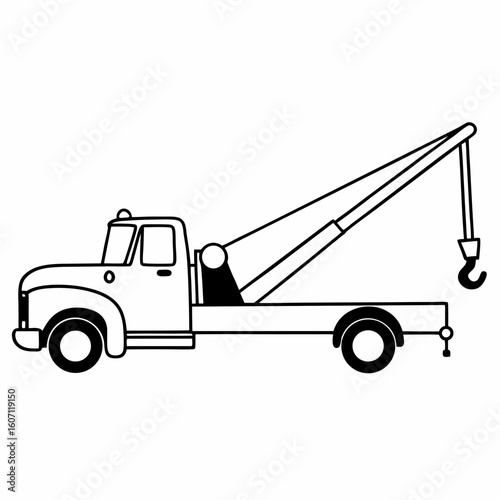 Tow Truck Silhouette Vector Illustration