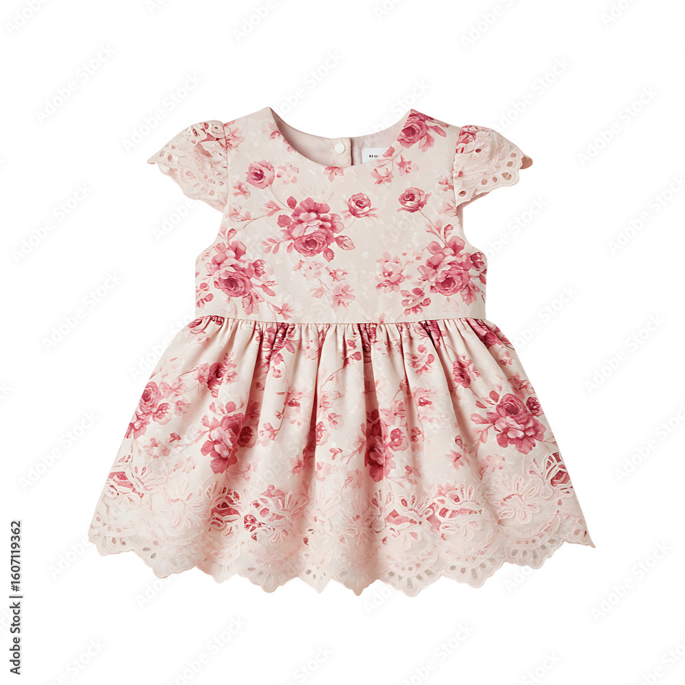 Baby girl s pink floral dress isolated on transparent background Baby girl s pink floral dress isolated on transparent background