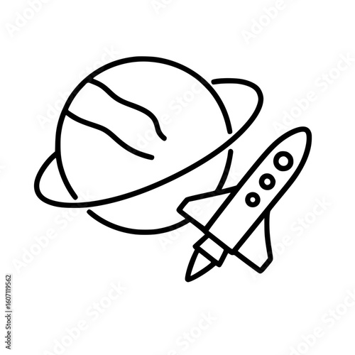 Spaceship Orbit Icon Illustration