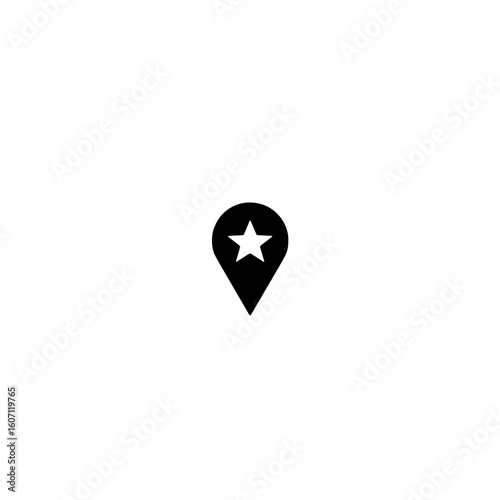 Location marker icon with star used for highlighting special area or top rated map point

