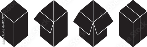 Black geometric boxes with white outlines vector