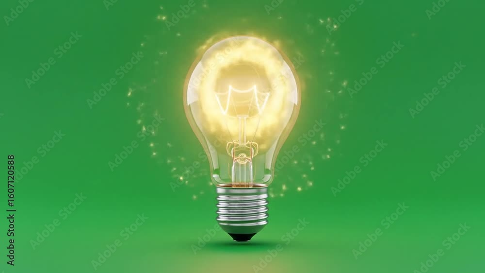 Light Bulb Idea Icon, green screen background, realistic, no human or body parts, 4K resolution, seamless loop Light Bulb Idea Icon, green screen background, realistic, no human or body parts, 4K resolution, seamless loop