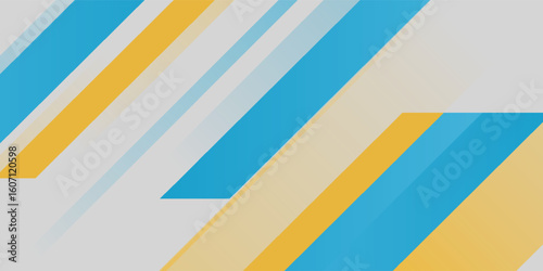 Abstract banner background. Modern blue and yellow geometric diagonal shapes design. Futuristic graphic. Suit for brochure, poster, banner, sport, website, flyer, cover, presentation, business
