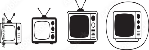 Vintage televisions with antennas and dials retro broadcast
