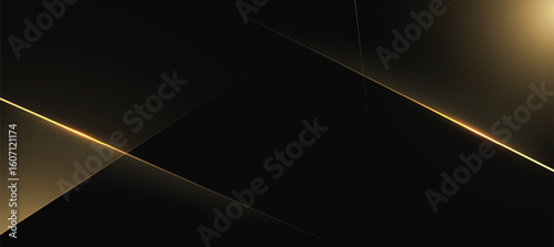 Abstract Golden Glow on Black Background with Luxury Light Effect
