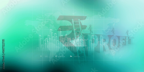2d rendering Stock market online business concept. business Graph with indian rupee sign
