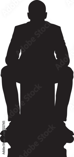 Waiting patiently in Silence in silhouette full white baackground.