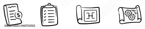 Architecture & Building Plans Doodle Icons
