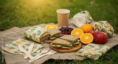 Sustainable outdoor picnic meal