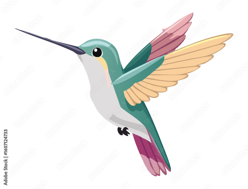 Obraz premium Colorful Hummingbird Soaring Through Air