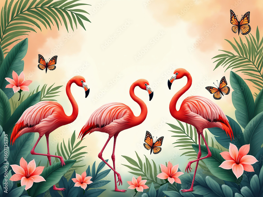 Fototapeta premium flamingo in the grass