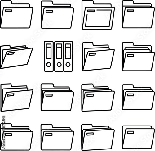 Folder and File Icons Set - Document Organization Symbols