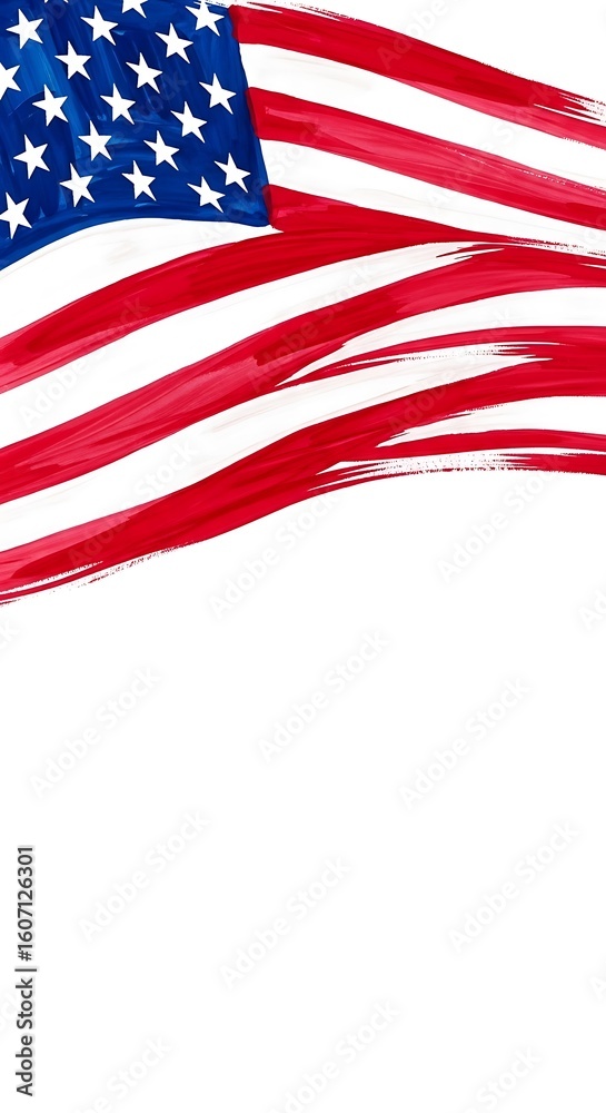 Fototapeta premium American flag painted with bold brush strokes