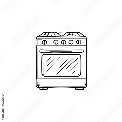 drawn stove icon in doodle style. Mark point icon design collection for house design element