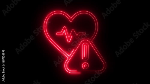 Electrical heart beating with electric spark motion graphic animation video. Alert warning sign Exclamation symbol, danger signal icon